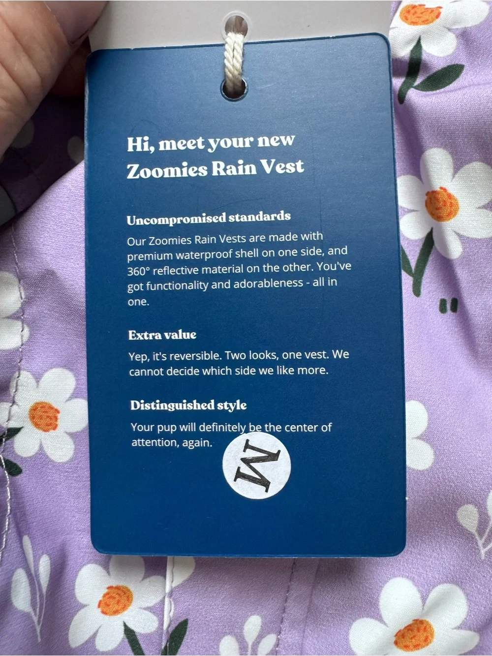 NWT Sniff & Bark Purple Daisy Reversible Zoomies Rain Vest | Size M